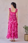 Shop_Taro_Fuchsia Chiffon Sweetheart Neck Pink Ruffled Designer Dress _at_Aza_Fashions
