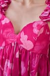 Shop_Taro_Fuchsia Chiffon Sweetheart Neck Pink Ruffled Designer Dress 