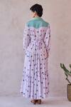 Shop_Taro_Purple Chanderi Silk Embroidery Collared Lilac Dot Meadow Dress _at_Aza_Fashions