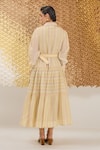 Shop_The Loom Art_Multi Color Cotton, Silk Embroidery Multicolor Striped Handwoven Dress _at_Aza_Fashions
