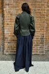 Shop_Therealb_Olive Green Cotton Collared Top And Navy Blue Skirt Set _at_Aza_Fashions