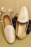 Shop_Arihant Rai Sinha_Beige Embroidery Almond Toe Juttis _at_Aza_Fashions