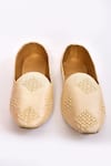 Arihant Rai Sinha_Beige Embroidery Almond Toe Juttis _Online_at_Aza_Fashions