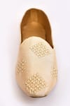Arihant Rai Sinha_Beige Embroidery Almond Toe Juttis _at_Aza_Fashions