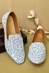 Shop_Arihant Rai Sinha_White Dori Embroidered Juttis _at_Aza_Fashions