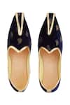 Shop_Arihant Rai Sinha_Blue Paisley Print Velvet Juttis _at_Aza_Fashions