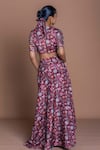 Shop_Damoiselle_Maroon Chinon, Silk, Viscose, Shantoon Beads Round Garnet Grid Draped Skirt Set _at_Aza_Fashions