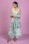 Buy_Damoiselle_Ivory Chinon, Viscose, Silk, Shantoon Embroidery Square Neck Grove Coord Set _at_Aza_Fashions