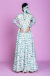 Shop_Damoiselle_Ivory Chinon, Viscose, Silk, Georgette Embroidery Serenade Anarkali Gown Set _at_Aza_Fashions