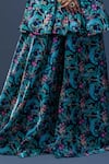 Buy_Damoiselle_Black Chinon, Viscose, Georgette Embroidery Midnight Peacock Peplum Ensemble _Online_at_Aza_Fashions