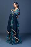 Shop_Damoiselle_Black Chinon, Viscose, Georgette Embroidery Midnight Peacock Peplum Ensemble 