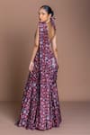 Shop_Damoiselle_Maroon Chinon, Silk Pearls Asymmetric Embroidered Midnight Rani Saree _at_Aza_Fashions
