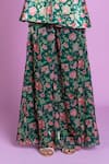 Shop_Damoiselle_Green Chinon, Silk, Viscose, Georgette Sequins Floral Peplum Palazzo Set _Online_at_Aza_Fashions