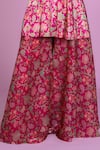 Buy_Damoiselle_Pink Chinon, Silk, Viscose, Georgette Embroidery Scoop Rani Bloom Sharara Set 