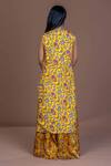 Shop_Damoiselle_Yellow Chinon, Silk Embroidery, Tassels Sunlit Drape Layered Kurta And Sharara Set _at_Aza_Fashions