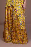 Shop_Damoiselle_Yellow Chinon, Silk Embroidery, Tassels Sunlit Drape Layered Kurta And Sharara Set _Online_at_Aza_Fashions