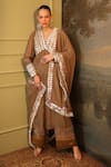 Shop_Jigya Japra_Gray Chanderi Sequins V-neck Grey Soft Anarkali Set _at_Aza_Fashions