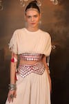 Shop_Jigya Japra_White Chanderi, Chiffon Tassels Round Neck Wrinkle Palazzo And Crop Top Set _Online_at_Aza_Fashions