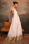 Shop_Jigya Japra_White Chanderi Embroidery, Sequins High , Round Jumpsuit Set _at_Aza_Fashions