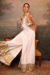 Buy_Jigya Japra_White Chanderi Embroidery, Sequins High , Round Jumpsuit Set _Online_at_Aza_Fashions
