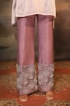 Shop_Jigya Japra_Lilac Silk, Tissue Beads Round Neck Designer Purple Kaftan Pant Set _Online_at_Aza_Fashions