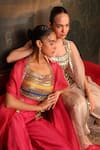 Buy_Jigya Japra_Beige , Silk, Silk, Organza Mirrors Round Neck Cape Set _Online_at_Aza_Fashions