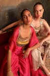 Buy_Jigya Japra_Beige , Silk, Silk, Organza Mirrors Round Neck Cape Set 