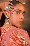 Buy_Jigya Japra_Orange Chanderi Embroidery Sweetheart Neck Cinnamon Anarkali And Cape Set _Online_at_Aza_Fashions