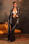 Shop_Jigya Japra_Black Chanderi Silk, Georgette Embroidery, Sequins Designer Blazer Pant Set _Online_at_Aza_Fashions