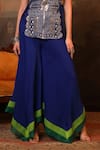 Jigya Japra_Blue Chanderi Silk, Georgette Beads, Sequins Royal Designer Cape And Palazzo Set _Online_at_Aza_Fashions