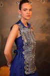 Shop_Jigya Japra_Blue Chanderi Silk, Georgette Beads, Sequins Royal Designer Cape And Palazzo Set _Online_at_Aza_Fashions
