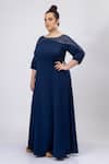 Buy_Mamicha_Navy Crepe Boat Neck Designer Blue Dress _Online_at_Aza_Fashions