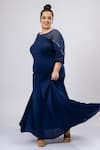 Shop_Mamicha_Navy Crepe Boat Neck Designer Blue Dress _Online_at_Aza_Fashions