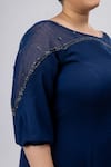 Buy_Mamicha_Navy Crepe Boat Neck Designer Blue Dress 