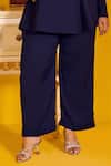 Mamicha_Navy Crepe Beads V-neck Blue Cipher Peplum Top And Pant Set _Online_at_Aza_Fashions