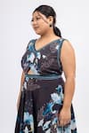 Mamicha_Black Georgette Embroidery V-neck Floral Print Gown _Online_at_Aza_Fashions