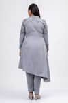 Shop_Mamicha_Gray Crepe Embroidery V-neck Designer Mirage Co-ord Set _at_Aza_Fashions