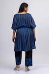 Shop_Mamicha_Blue Satin, Crepe Embroidery Round Neck Moonfall Designer Co-ord Set _at_Aza_Fashions