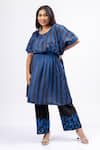 Buy_Mamicha_Blue Satin, Crepe Embroidery Round Neck Moonfall Designer Co-ord Set _at_Aza_Fashions