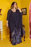 Shop_Mamicha_Black Satin, Crepe Round Neck Mysterious 3 Piece Co-ord Set _Online_at_Aza_Fashions