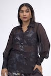 Mamicha_Black Satin, Crepe Sequins Scoop Neck, Collared Mystic Dusk Co-ord Set _Online_at_Aza_Fashions