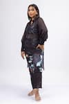 Buy_Mamicha_Black Satin, Crepe Sequins Scoop Neck, Collared Mystic Dusk Co-ord Set _Online_at_Aza_Fashions