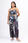 Buy_Mamicha_Black Satin, Crepe Sequins Scoop Neck, Collared Mystic Dusk Co-ord Set 