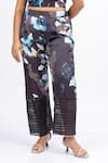Shop_Mamicha_Black Satin, Crepe Sequins Scoop Neck, Collared Mystic Dusk Co-ord Set 