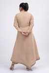 Shop_Mamicha_Beige Georgette Beads, Embroidery V-neck Mystique Meadow Angarakha Set _at_Aza_Fashions