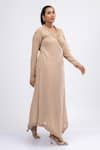 Buy_Mamicha_Beige Georgette Beads, Embroidery V-neck Mystique Meadow Angarakha Set _Online_at_Aza_Fashions