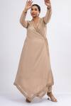 Shop_Mamicha_Beige Georgette Beads, Embroidery V-neck Mystique Meadow Angarakha Set _Online_at_Aza_Fashions