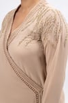 Shop_Mamicha_Beige Georgette Beads, Embroidery V-neck Mystique Meadow Angarakha Set 