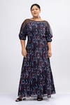 Buy_Mamicha_Black Georgette Round Neck Noir Whispers Dress _Online_at_Aza_Fashions