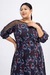 Mamicha_Black Georgette Round Neck Noir Whispers Dress _at_Aza_Fashions
